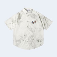 발렌시아가 워싱 더블 쉬폰 반팔 셔츠 화이트