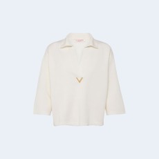 발렌티노 로고 버진 울 탑 화이트