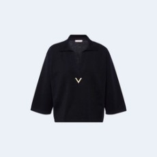 발렌티노 로고 버진 울 탑 네이비