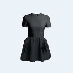 발렌티노 가라바니 로제트 플레어 미니 드레스