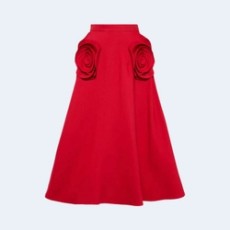 발렌티노 가라바니 아플리케 울 실크 스커트