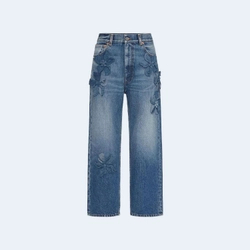 발렌티노 자수 미디엄 블루 데님 팬츠
