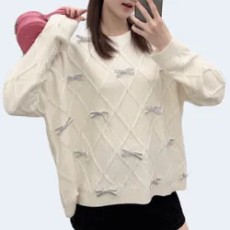 발렌티노 리본 풀오버 니트 아이보리