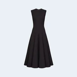 발렌티노 럭셔리 크레이프 미디 드레스 블랙