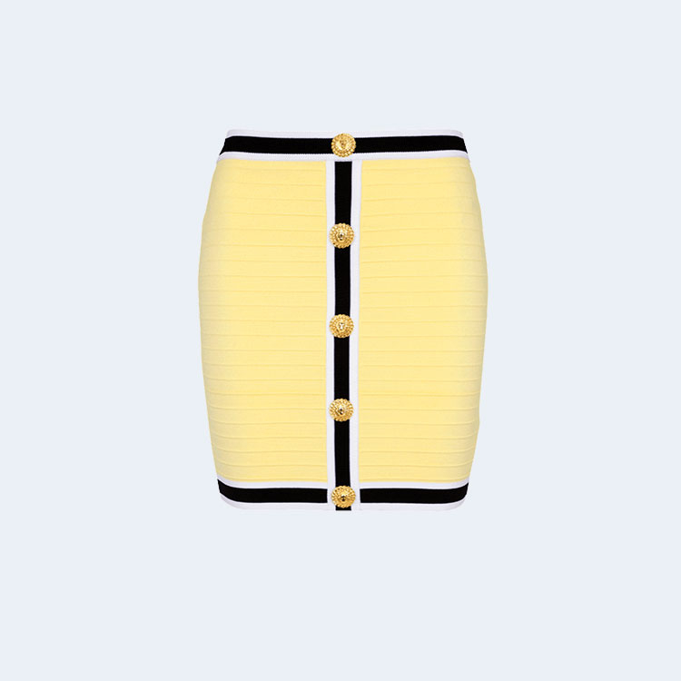 발망 니트 버튼 스커트 옐로우