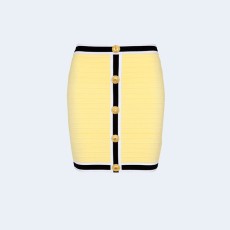 발망 니트 버튼 스커트 옐로우