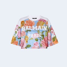 발망 로즈 프린트 베이스볼 티셔츠