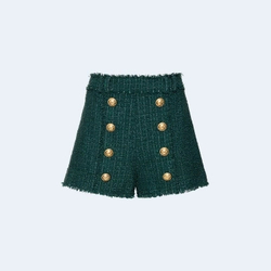 발망 다크 그린 트위드 하이라이즈 미니 쇼츠
