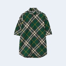 버버리 체크 코튼 셔츠 그린