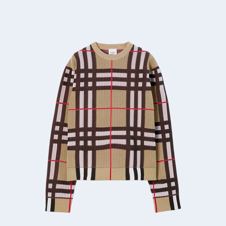버버리 체크 테크니컬 코튼 스웨터