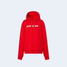 버버리 로고 프린트 코튼 후드 레드
