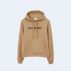 버버리 로고 프린트 코튼 후드 브라운