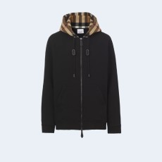 버버리 체크후드 코튼 후드 블랙