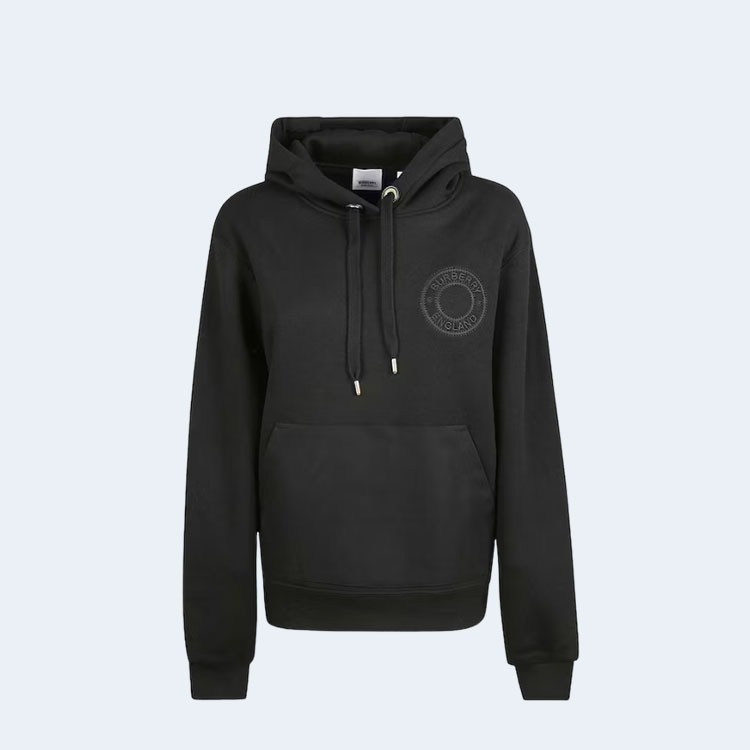 버버리 로고 엠브로이더드 후디 블랙
