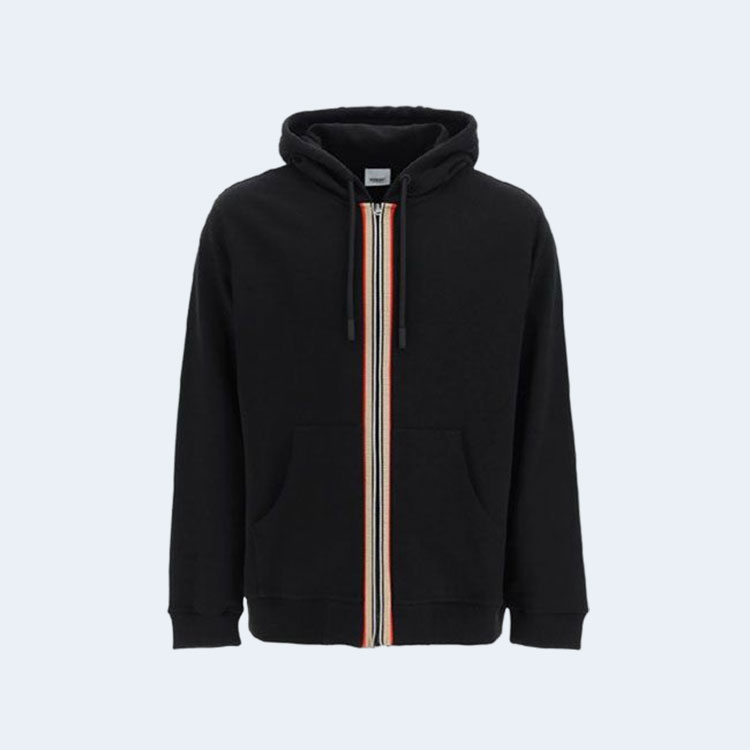 버버리 아이콘 스트라이프 블랙 후드 집업