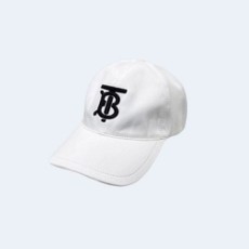 버버리 TB 자수 로고 화이트 코튼 베이스볼 캡