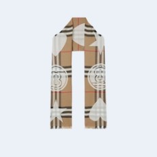 버버리 몽타주 체크 울 캐시미어 스카프