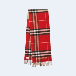 버버리 컨트라스트 체크 스카프 아카이브 베이지 레드