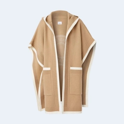 버버리 로고 울 캐시미어 자카드 후드 케이프