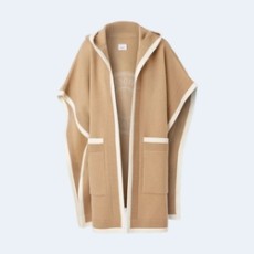 버버리 로고 울 캐시미어 자카드 후드 케이프