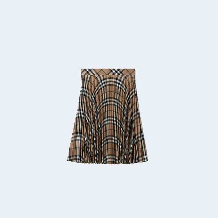 버버리 플리츠 체크 울 블렌드 스커트