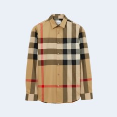 버버리 체크 코튼 셔츠 아카이브 베이지