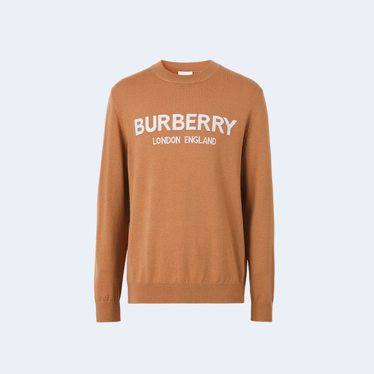 버버리 로고 인타르시아 울 블렌드 스웨터 브라운