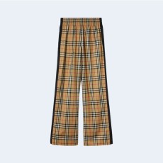 버버리 사이드 스트라이프 빈티지 체크 스트레치 코튼 팬츠 블랙