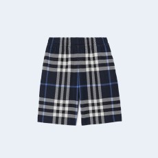 버버리 체크 코튼 자카드 쇼츠 네이비