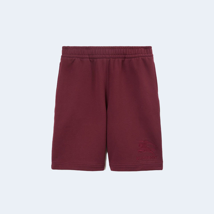 버버리 코튼 라이더 자수 쇼츠 버건디