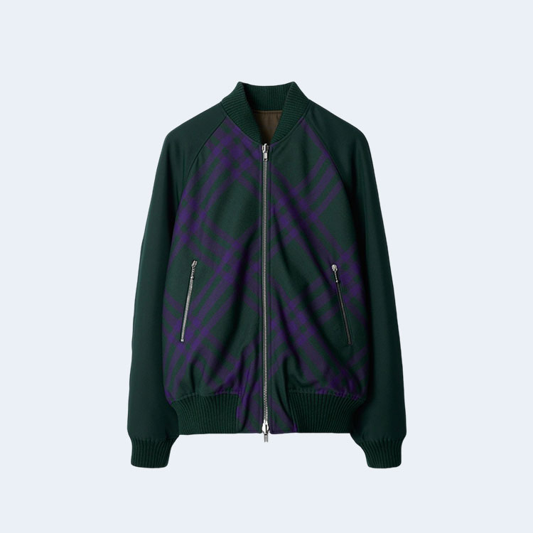 버버리 리버시블 체크 보머 자켓 딥 그린