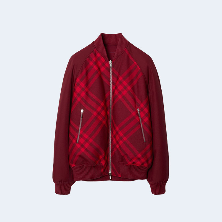 버버리 리버시블 체크 보머 자켓 레드