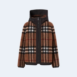 버버리 후드 체크 플리스 자켓