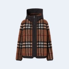 버버리 후드 체크 플리스 자켓