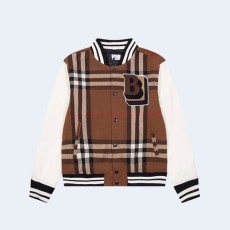 버버리 체크 울 레더 봄버 자켓 화이트