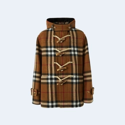 버버리 체크 테크니컬 울 오버사이즈 더플 코트