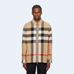 버버리 체크 울 코튼 오버 셔츠 재킷