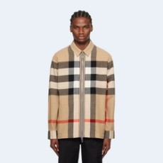 버버리 체크 울 코튼 오버 셔츠 재킷