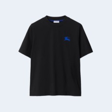 버버리 EKD 블루 자수 코튼 티셔츠 블랙