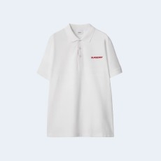 버버리 코튼 화이트 폴로 셔츠