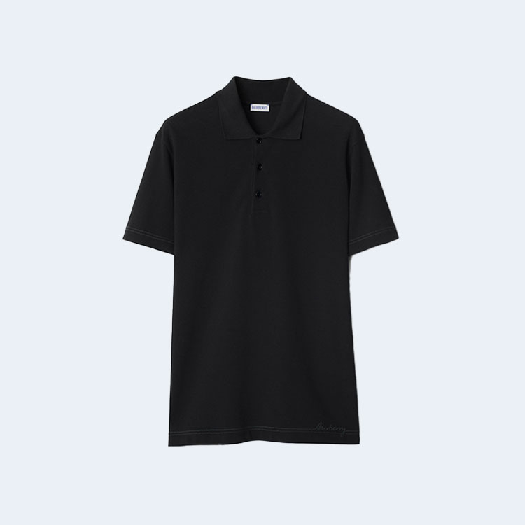 버버리 코튼 폴로 셔츠 블랙