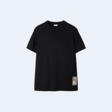 버버리 체크라벨 코튼 티셔츠 블랙