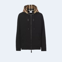 버버리 체크후드 코튼 후드 블랙