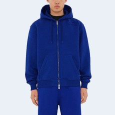 버버리 블랙 코튼 지퍼 후드 블루