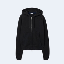 버버리 블랙 코튼 지퍼 후드 블랙