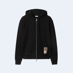 버버리 체크 라벨 코튼 후드 블랙