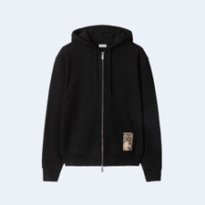 버버리 체크 라벨 코튼 후드 블랙