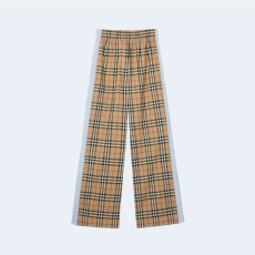 버버리 사이드 스트라이프 빈티지 체크 스트레치 코튼 팬츠 화이트