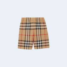 버버리 체크 무늬 코튼 쇼츠 베이지