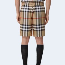 버버리 체크 실크 쇼츠 베이지